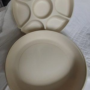 Vintage Tupperware Serving Center Divided Fruit, Vegetable Tray
